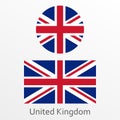 British flag set. United Kingdom and Great Britain national symbol. Vector illustration Royalty Free Stock Photo